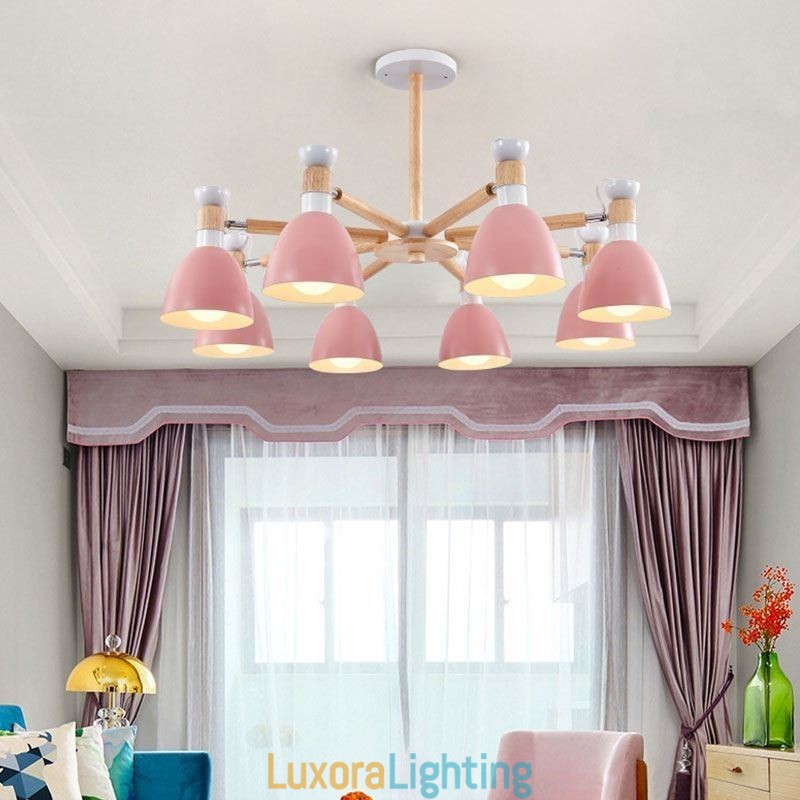 Designer Touch Decorative Nordic Macaron Pendant Light Creative Wood Chandelier