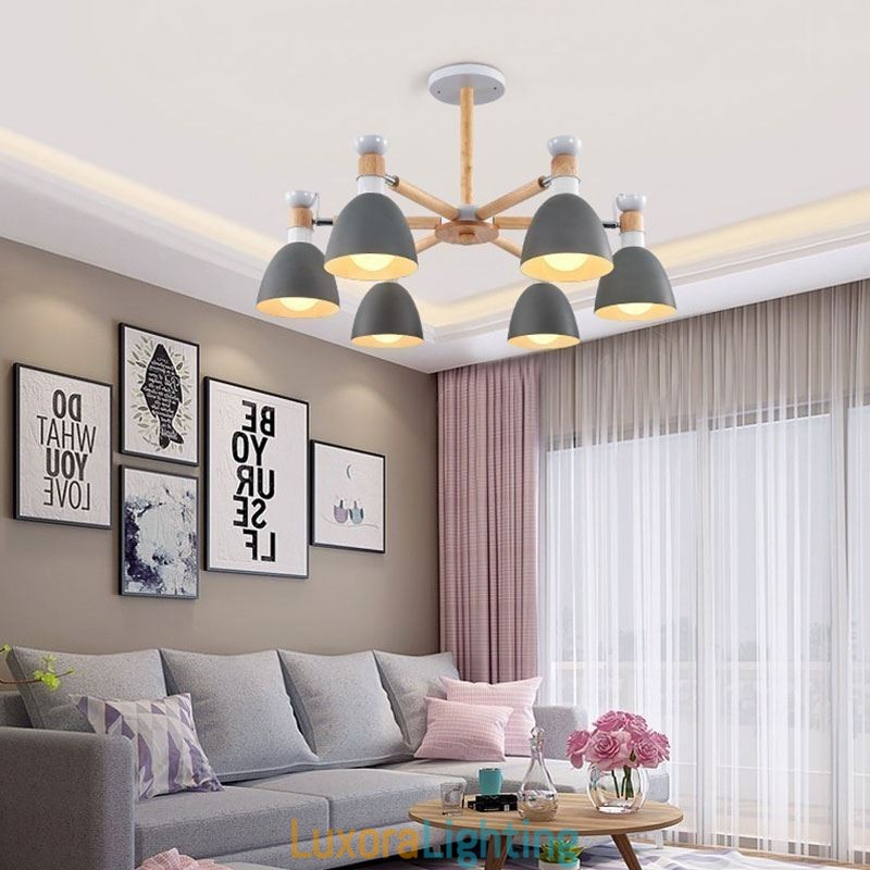 Designer Touch Decorative Nordic Macaron Pendant Light Creative Wood Chandelier