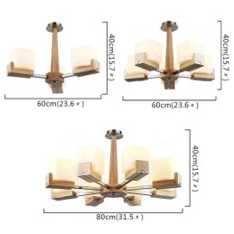 Designer Touch Decorative Nordic Wood Pendant Light Glass Lampshade Chandelier