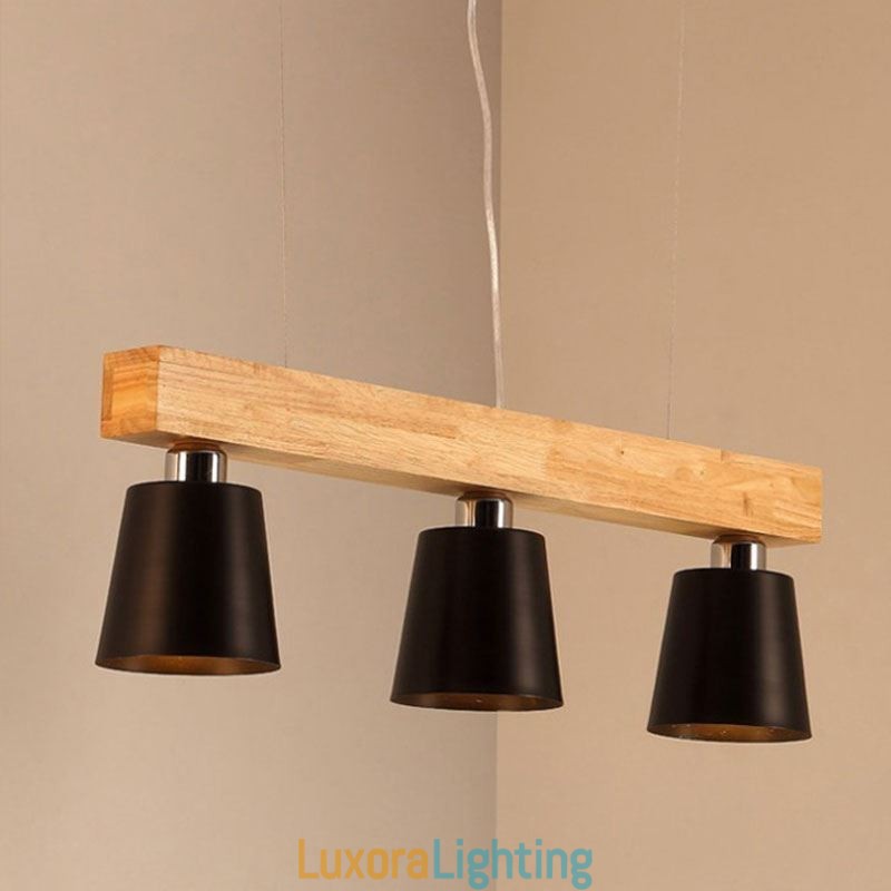 Designer Touch Decorative Nordic Wood Chandelier Unique Straight Pendant Light Cafe