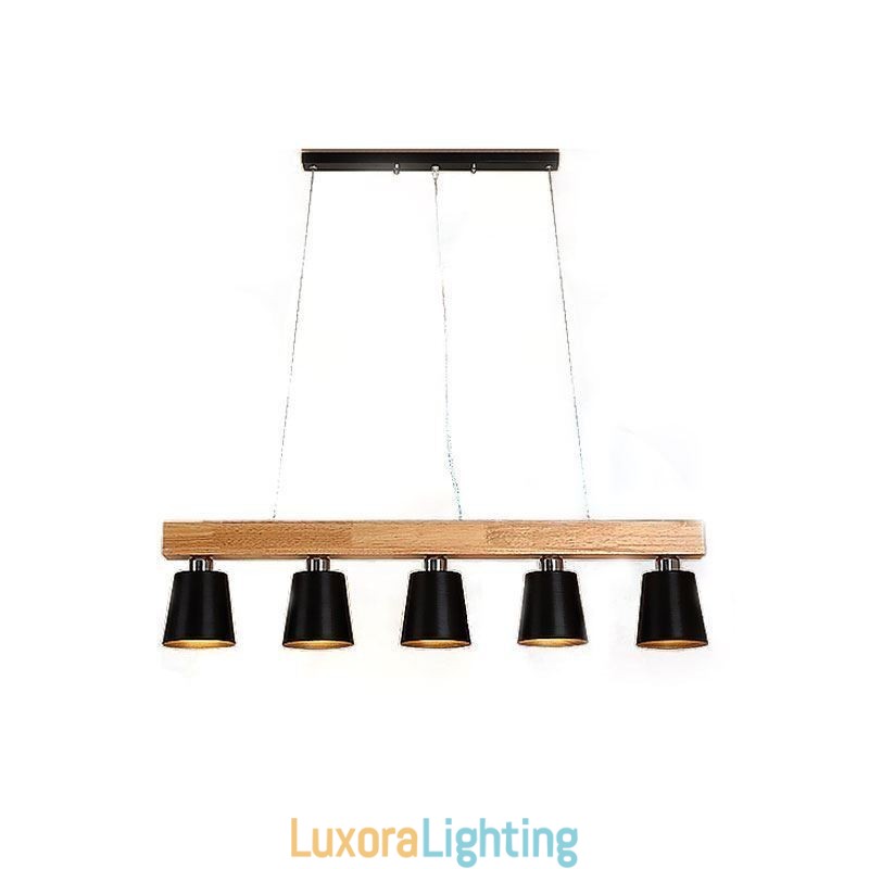 Designer Touch Decorative Nordic Wood Chandelier Unique Straight Pendant Light Cafe