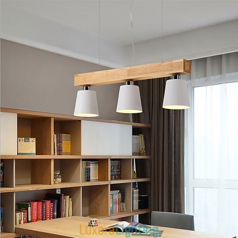 Designer Touch Decorative Nordic Wood Chandelier Unique Straight Pendant Light Cafe