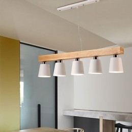 Designer Touch Decorative Nordic Wood Chandelier Unique Straight Pendant Light Cafe