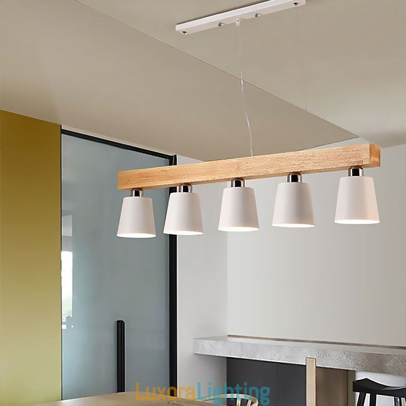 Designer Touch Decorative Nordic Wood Chandelier Unique Straight Pendant Light Cafe