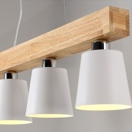 Designer Touch Decorative Nordic Wood Chandelier Unique Straight Pendant Light Cafe