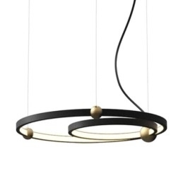 Designer Touch Decorative Circle Pendant Light Fixture Black 2 Rings
