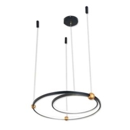 Designer Touch Decorative Circle Pendant Light Fixture Black 2 Rings