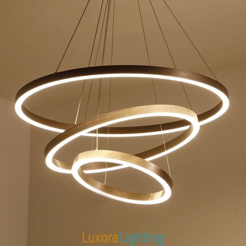 Designer Touch Decorative Pendant Light Drawing Craft 3 Rings Lamp 80+60+40cm