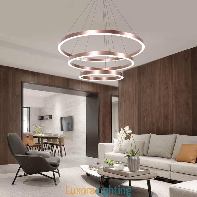 Designer Touch Decorative Pendant Light Drawing Craft 3 Rings Lamp 80+60+40cm