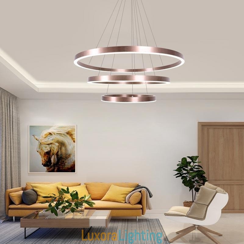 Designer Touch Decorative Pendant Light Drawing Craft 3 Rings Lamp 80+60+40cm