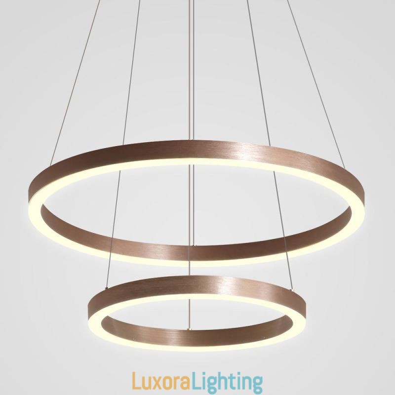 Designer Touch Decorative Pendant Light Drawing Craft 2 Rings Lamp 60+40cm