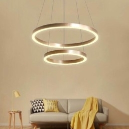 Designer Touch Decorative Pendant Light Drawing Craft 2 Rings Lamp 60+40cm