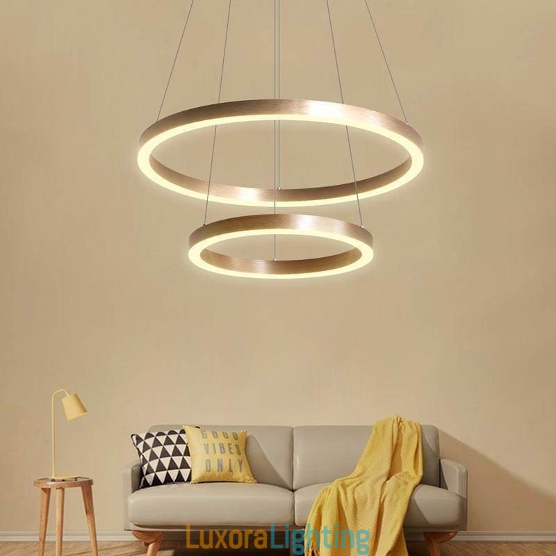 Designer Touch Decorative Pendant Light Drawing Craft 2 Rings Lamp 60+40cm