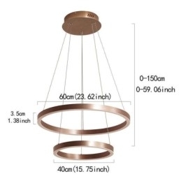 Designer Touch Decorative Pendant Light Drawing Craft 2 Rings Lamp 60+40cm