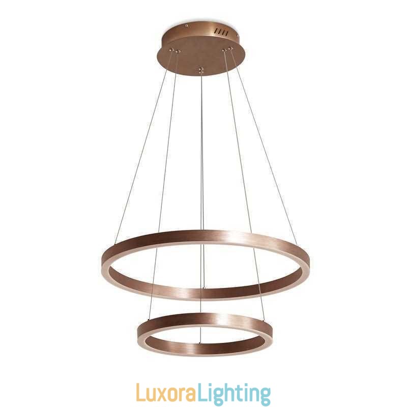 Designer Touch Decorative Pendant Light Drawing Craft 2 Rings Lamp 60+40cm