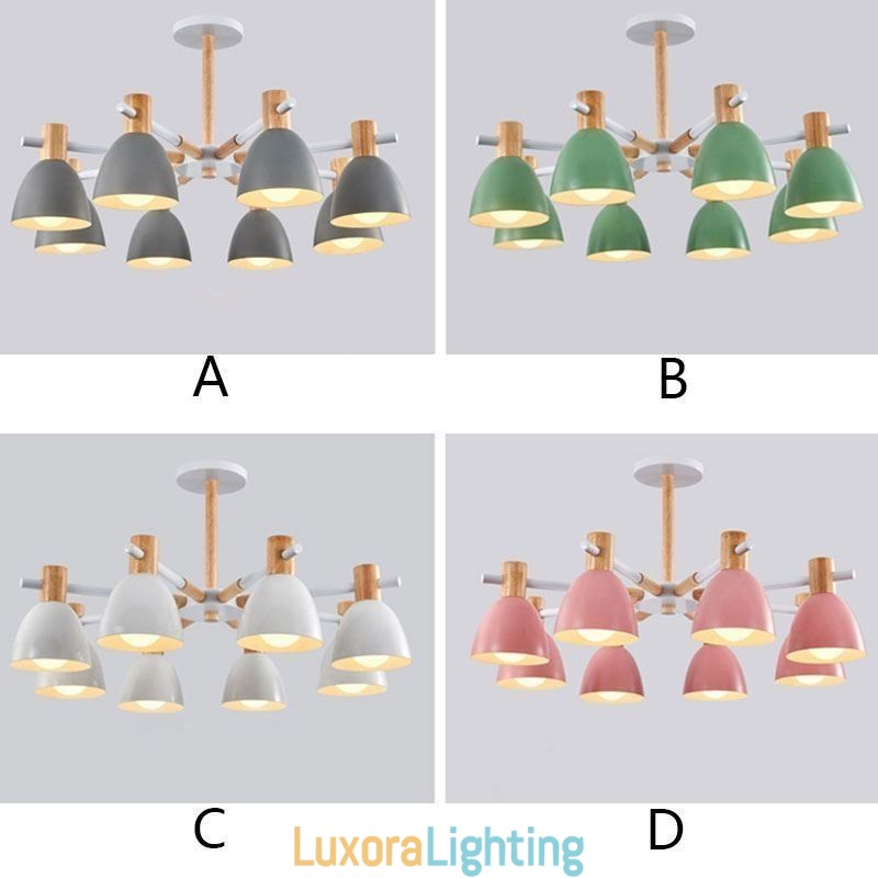 Designer Touch Decorative Modern Simple Macaron Pendant Light Creative Wooden Lighting