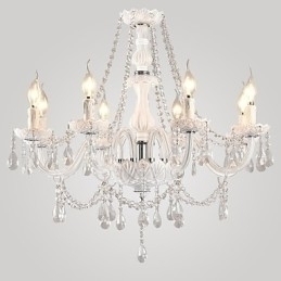 Designer Touch Decorative Chandelier White Crystal Modern Living 8 Lights