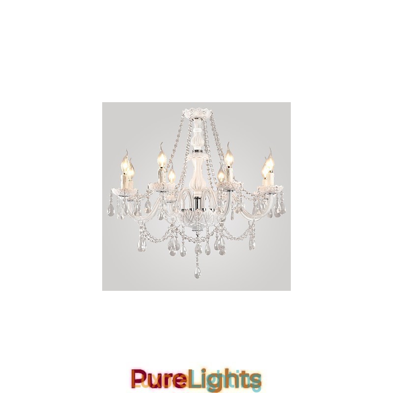 Designer Touch Decorative Chandelier White Crystal Modern Living 8 Lights
