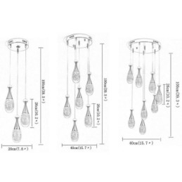 Designer Touch Decorative Seeded Glass Teardop Cluster Pendant Lighting