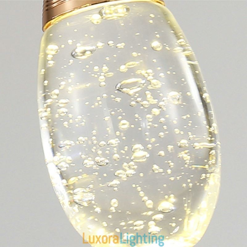 Designer Touch Decorative Seeded Glass Teardop Cluster Pendant Lighting