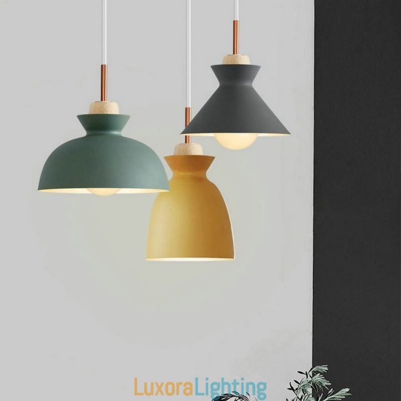 Designer Touch Decorative Pendant Light Nordic Metal Dome Macaron Colors Lamp Light
