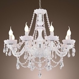 Designer Touch Decorative Chandelier White Crystal Modern Living 8 Lights