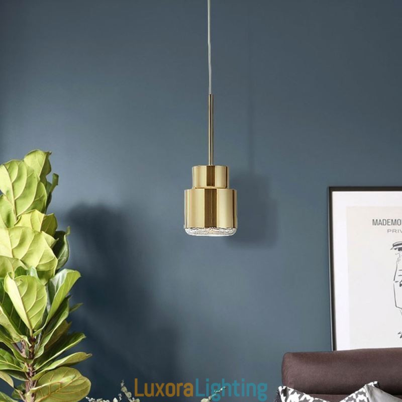 Designer Touch Decorative Postmodern Glass Pendant Light Golden Cylinder Lamp Bright Lighting Light