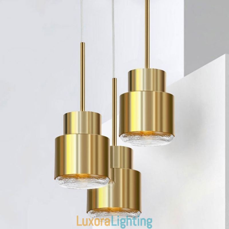 Designer Touch Decorative Postmodern Glass Pendant Light Golden Cylinder Lamp Bright Lighting Light