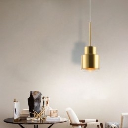 Designer Touch Decorative Postmodern Glass Pendant Light Golden Cylinder Lamp Bright Lighting Light