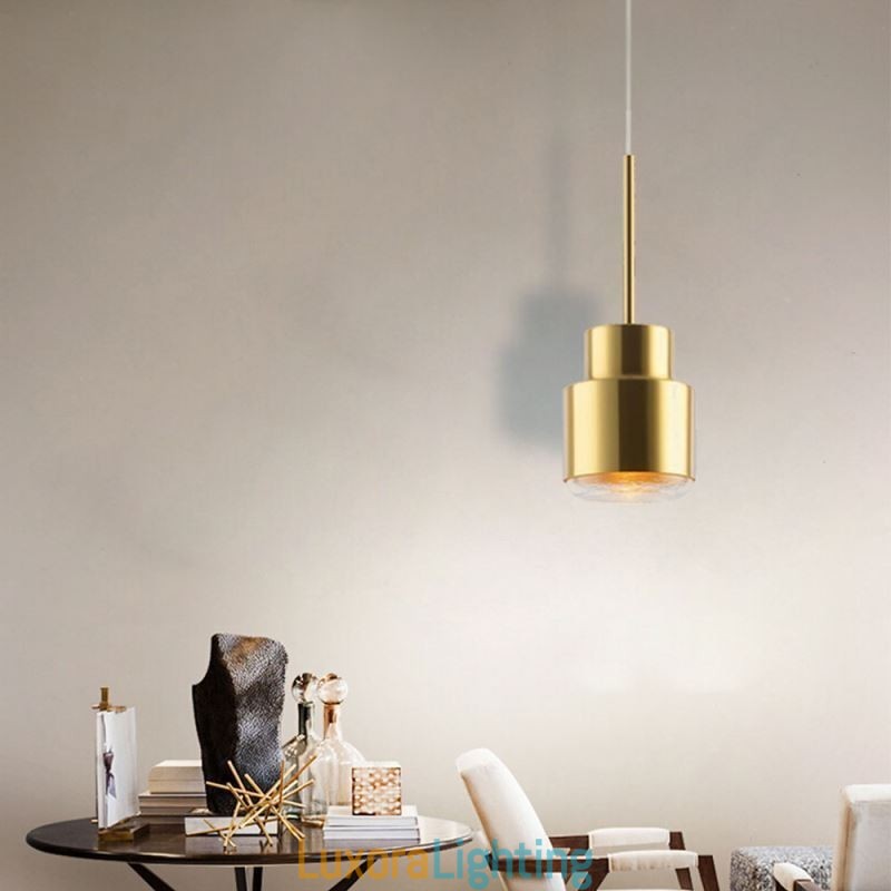 Designer Touch Decorative Postmodern Glass Pendant Light Golden Cylinder Lamp Bright Lighting Light