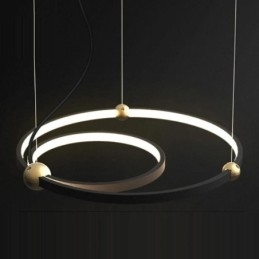 Designer Touch Decorative Circle Pendant Light Fixture Black 2 Rings