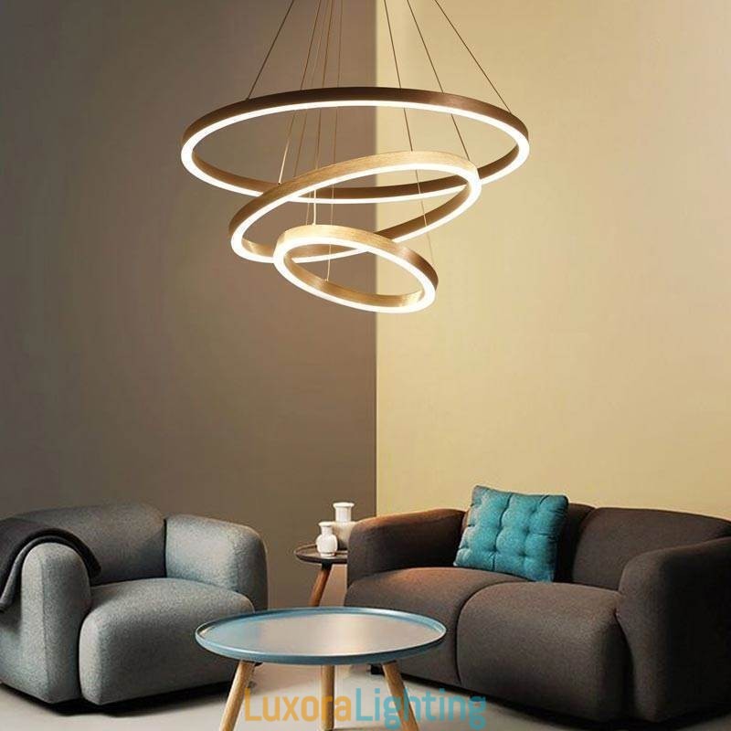 Designer Touch Decorative Pendant Light Drawing Craft 3 Rings Lamp 80+60+40cm