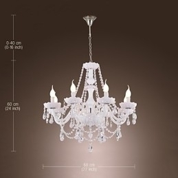 Designer Touch Decorative Chandelier White Crystal Modern Living 8 Lights