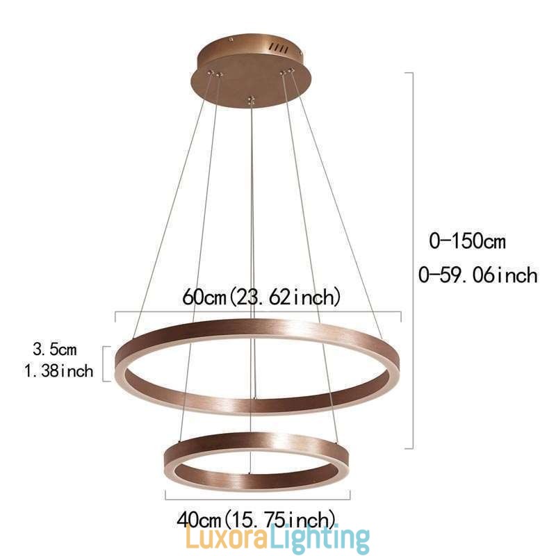 Designer Touch Decorative Pendant Light Drawing Craft 2 Rings Lamp 60+40cm
