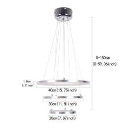 Designer Touch Decorative Modern Pendant Light Acrylic 3 Rings Lamp 40+30+20cm