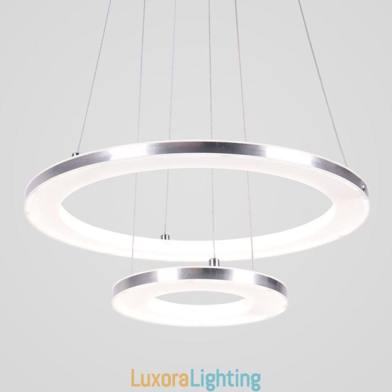 Designer Touch Decorative Modern Pendant Light Acrylic 2 Rings Lamp 40+20cm