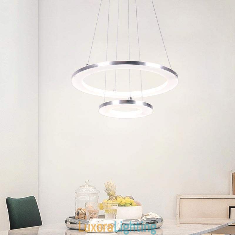 Designer Touch Decorative Modern Pendant Light Acrylic 2 Rings Lamp 40+20cm