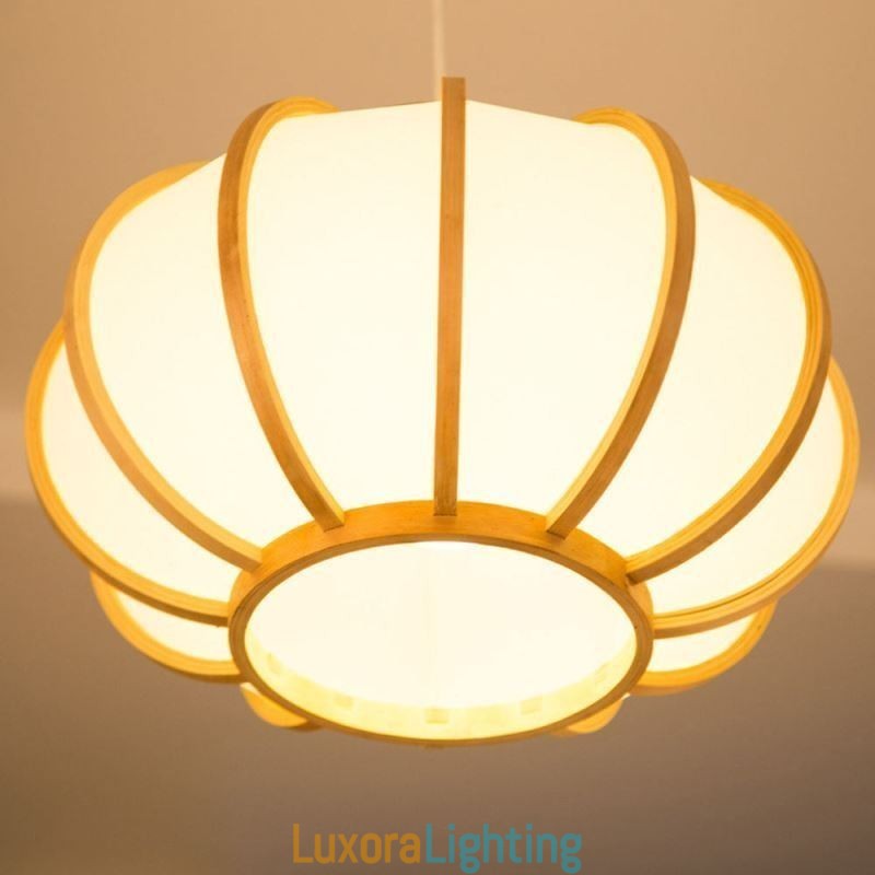 Designer Touch Decorative Creative Japanese Bamboo Pendant Light Modern Simple Pendant Light Tearoom Round Light