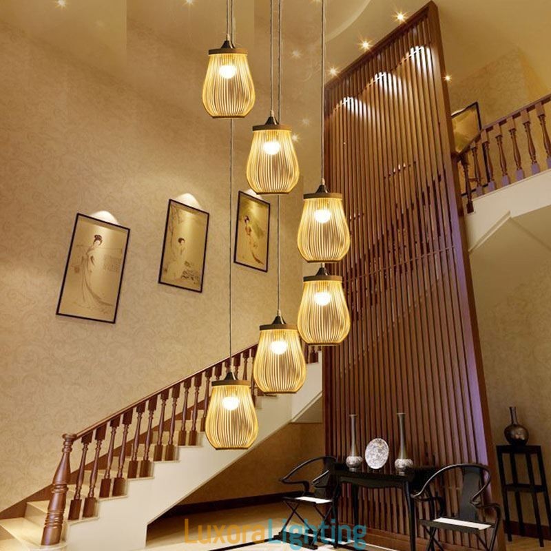 Designer Touch Decorative Hollow Cage Pendant Light Modern Bamboo Pendant Lighting
