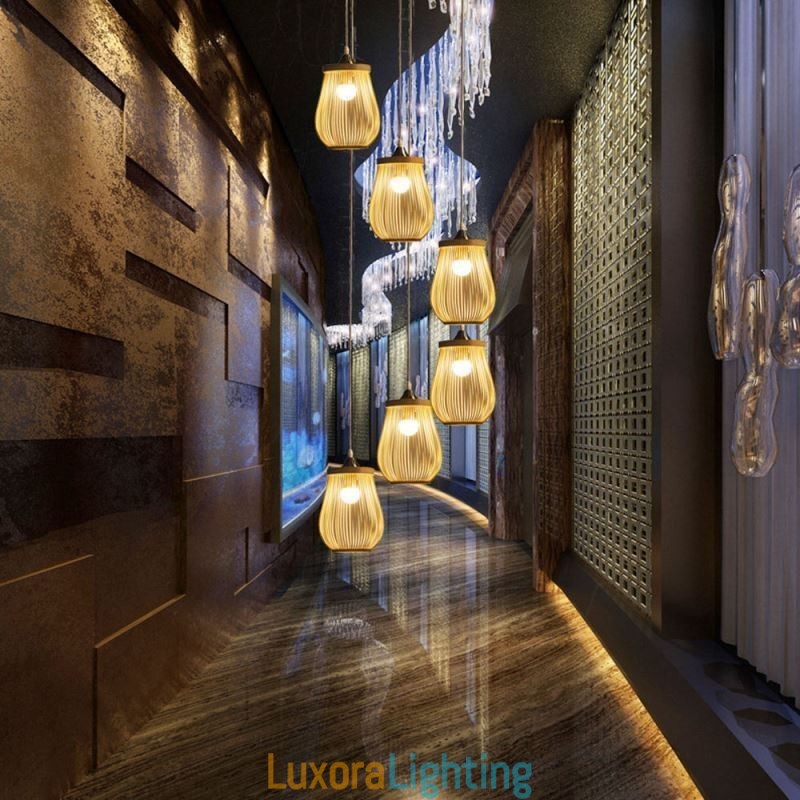 Designer Touch Decorative Hollow Cage Pendant Light Modern Bamboo Pendant Lighting