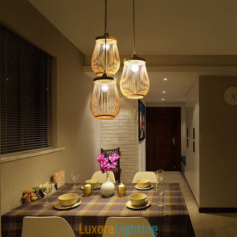Designer Touch Decorative Hollow Cage Pendant Light Modern Bamboo Pendant Lighting