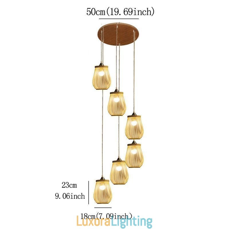 Designer Touch Decorative Hollow Cage Pendant Light Modern Bamboo Pendant Lighting