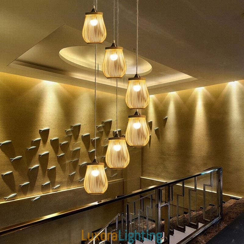 Designer Touch Decorative Hollow Cage Pendant Light Modern Bamboo Pendant Lighting