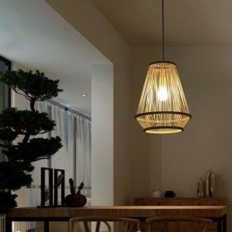 Designer Touch Decorative Bamboo Woven Bedside Pendant Light