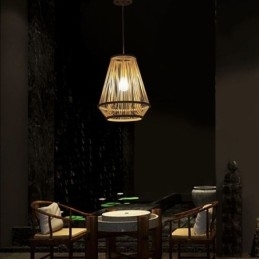 Designer Touch Decorative Bamboo Woven Bedside Pendant Light