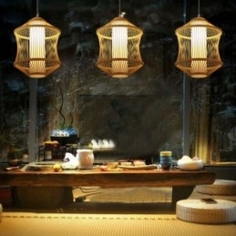 Designer Touch Decorative Visual Comfort Bamboo Cage Pendant Light