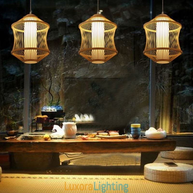 Designer Touch Decorative Visual Comfort Bamboo Cage Pendant Light