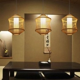 Designer Touch Decorative Visual Comfort Bamboo Cage Pendant Light