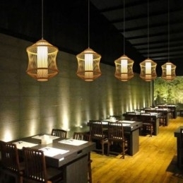 Designer Touch Decorative Visual Comfort Bamboo Cage Pendant Light