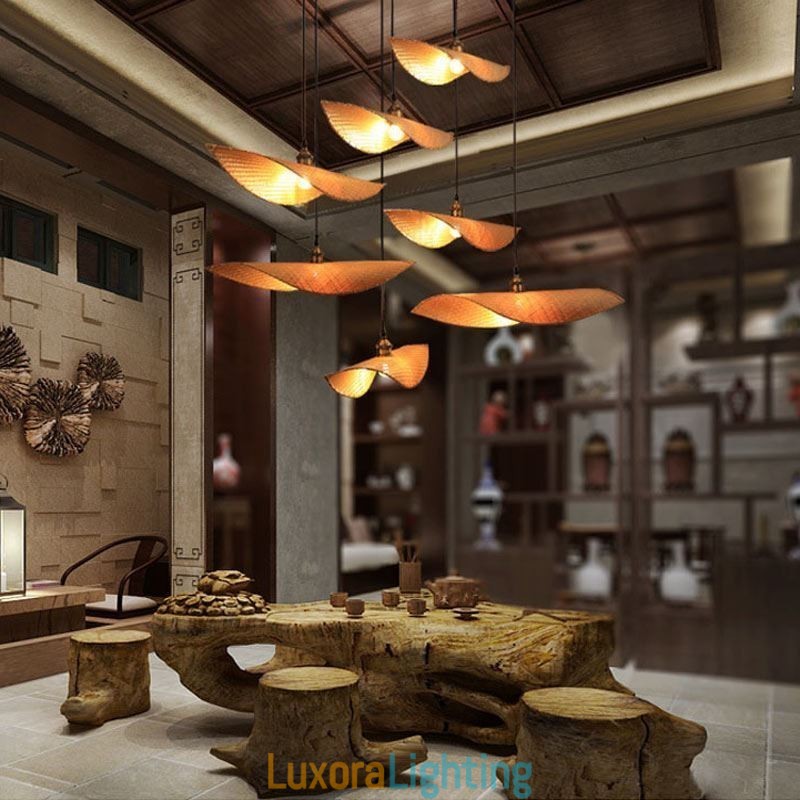 Designer Touch Decorative Creative Leaf Pendant Light Contemporary Bamboo Pendant Light Tearoom Lighting